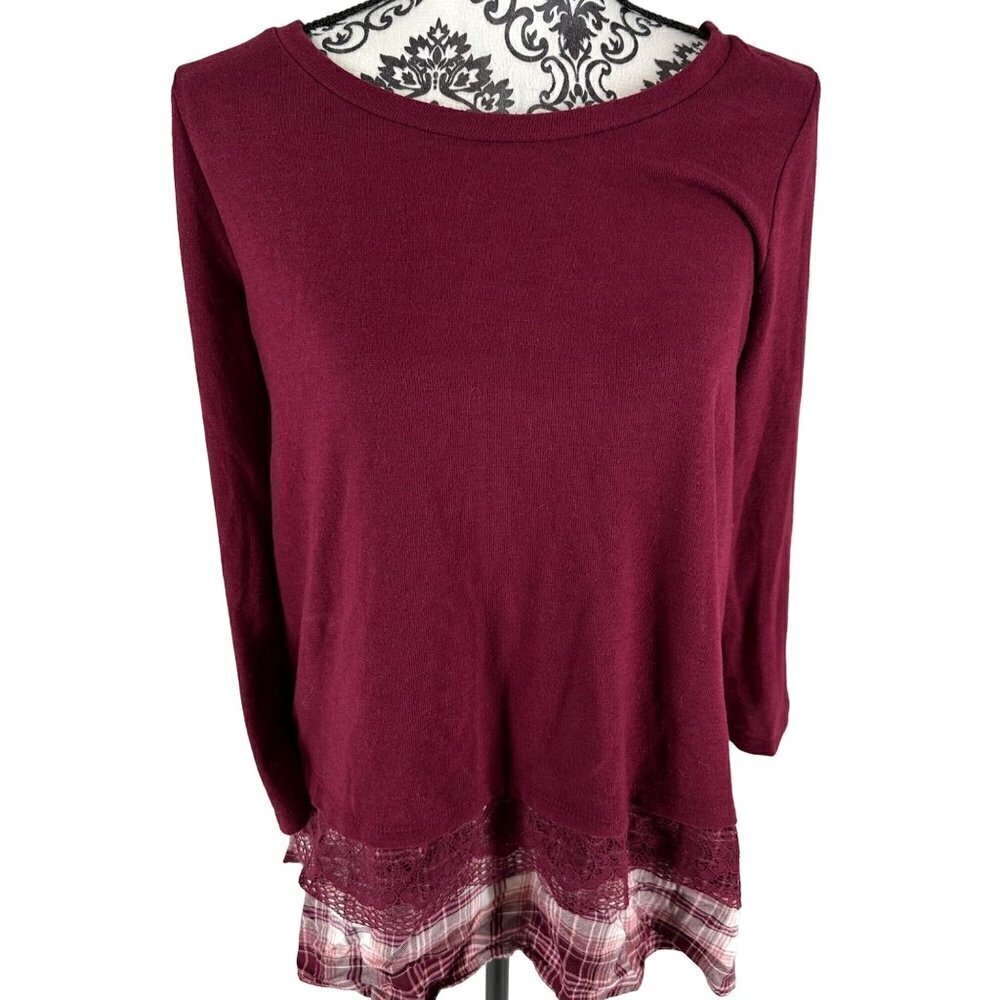 * Vintage 90s Y2K Westport Light Sweater and Plaid Flannel Top Size Medium Red